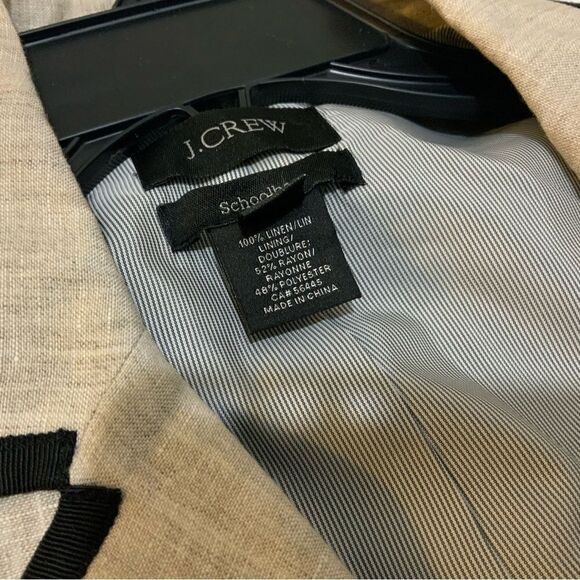J. Crew Schoolboy Linen Blazer Oatmeal Black Small Sz 6 NWT - Picture 9 of 14